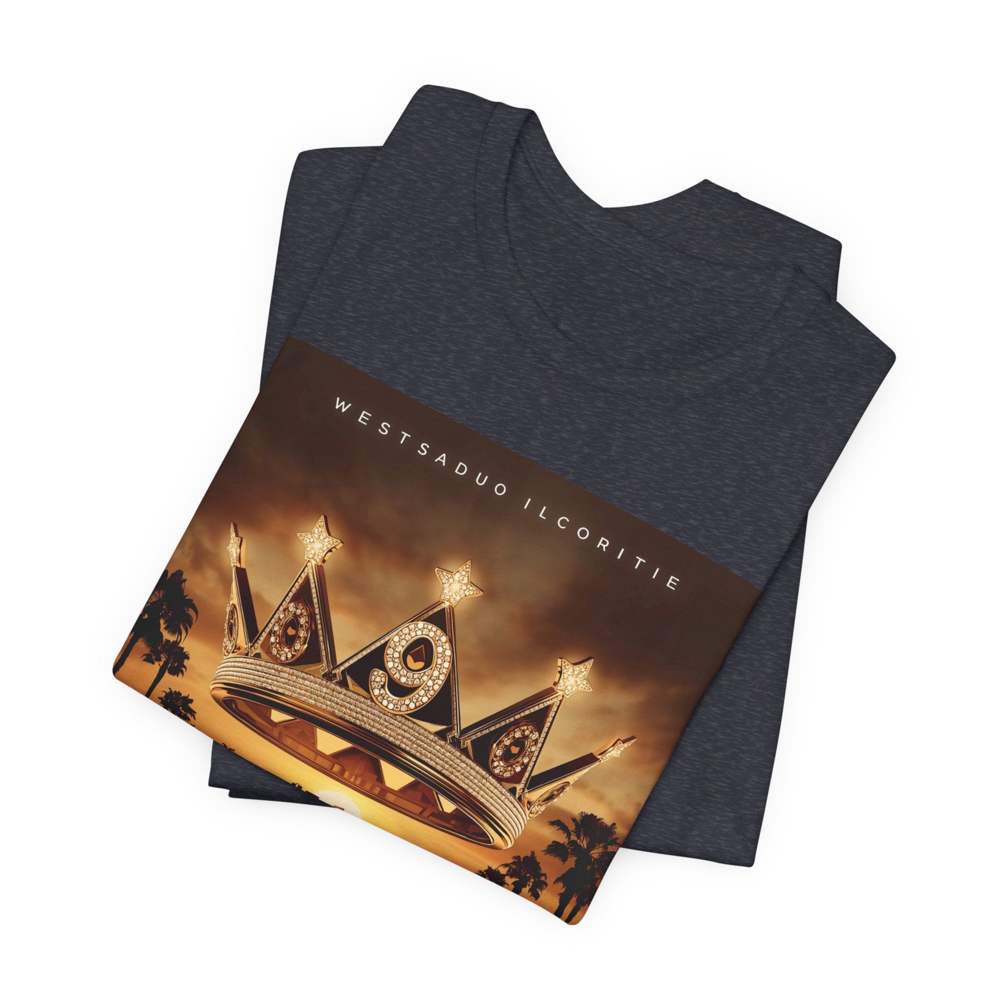 Ninth Crown Graphic Tee — Vintage Royalty Palm-Tree Album Art T-Shirt