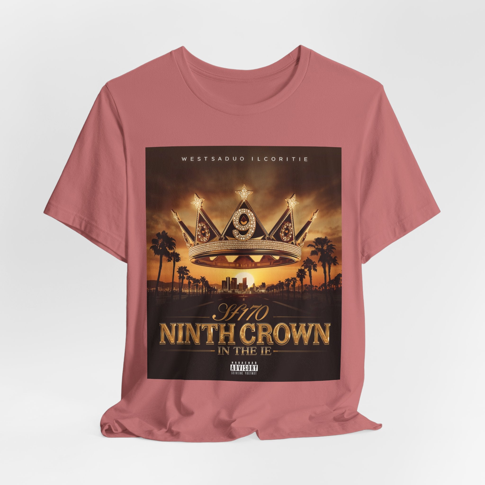 Ninth Crown Graphic Tee — Vintage Royalty Palm-Tree Album Art T-Shirt