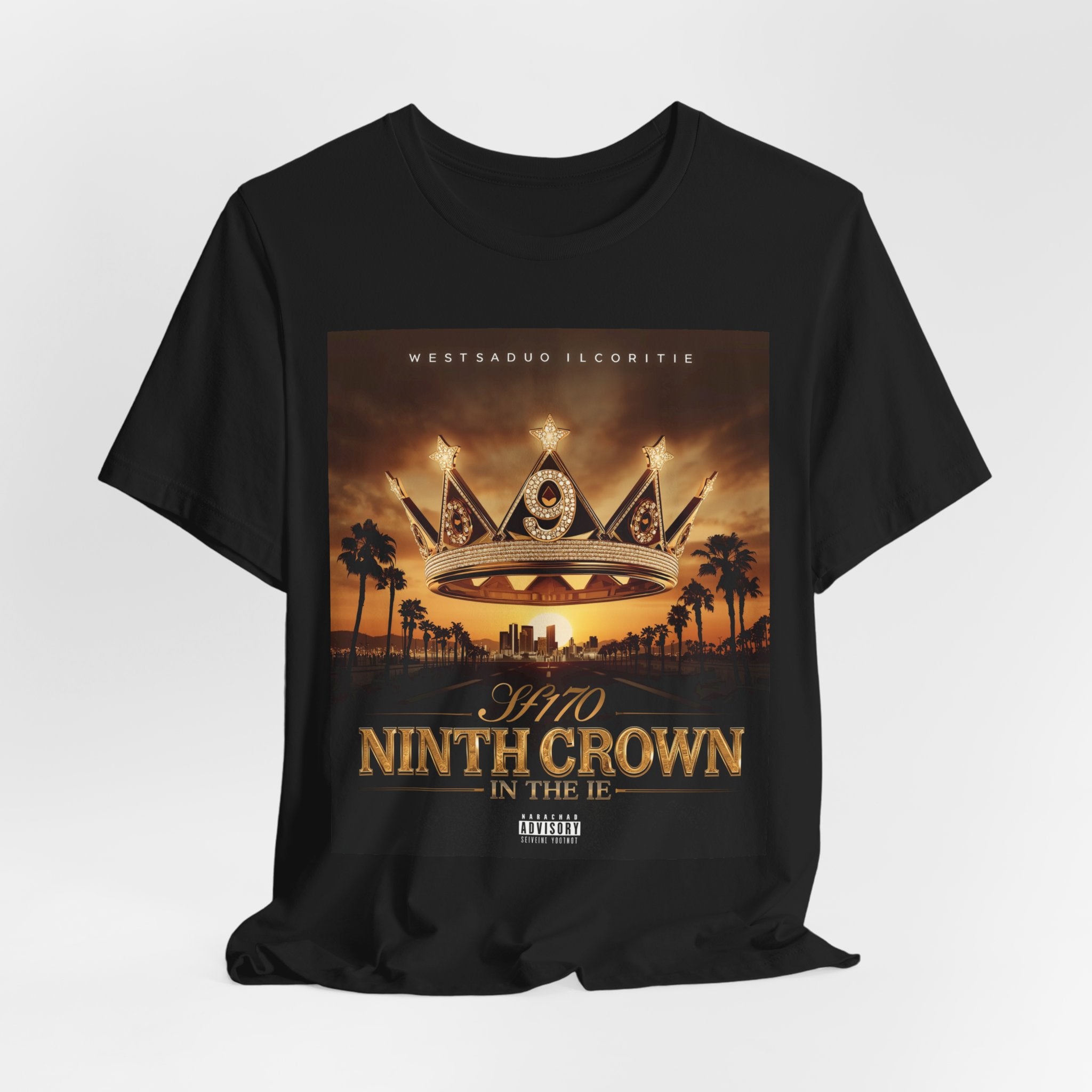 Ninth Crown Graphic Tee — Vintage Royalty Palm-Tree Album Art T-Shirt