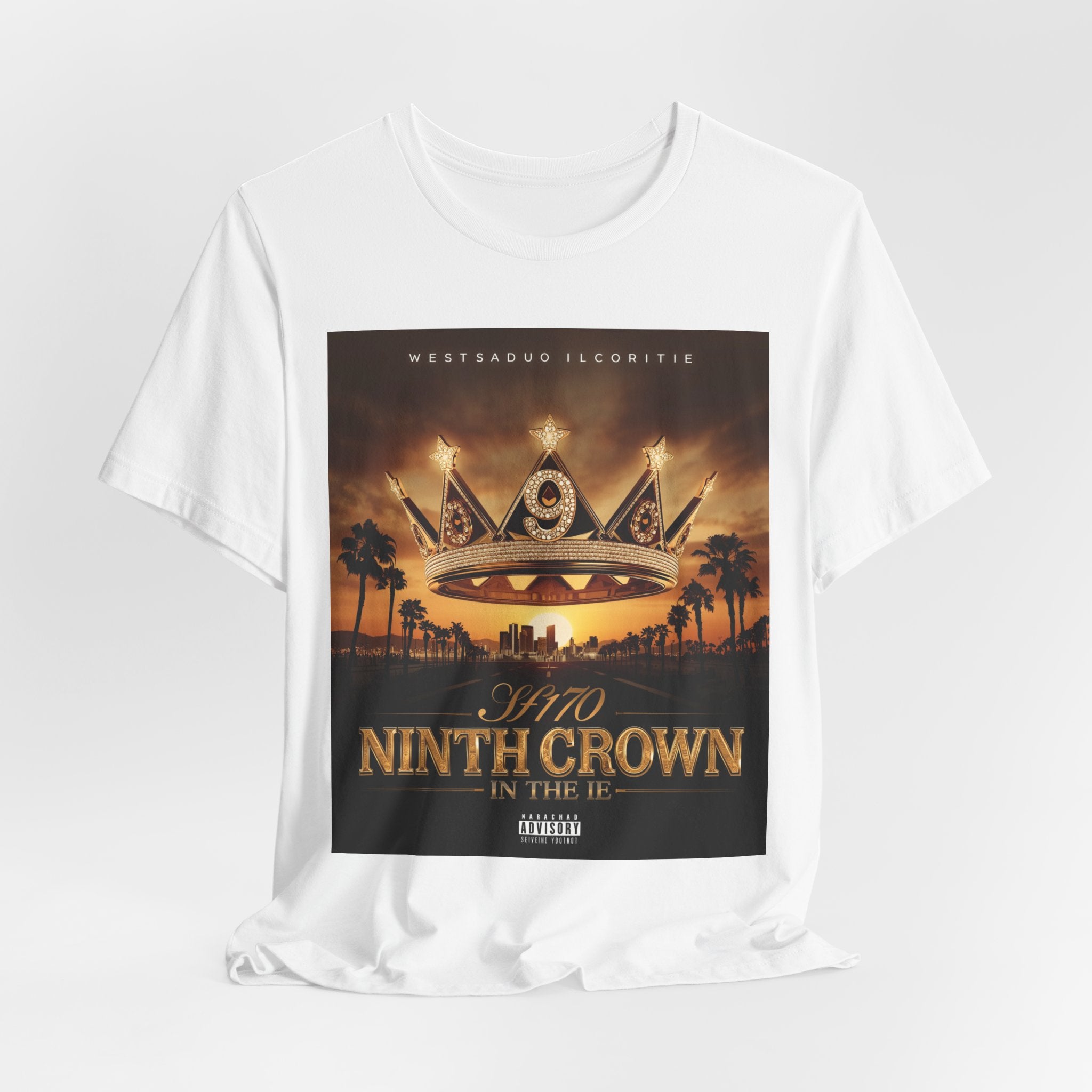 Ninth Crown Graphic Tee — Vintage Royalty Palm-Tree Album Art T-Shirt