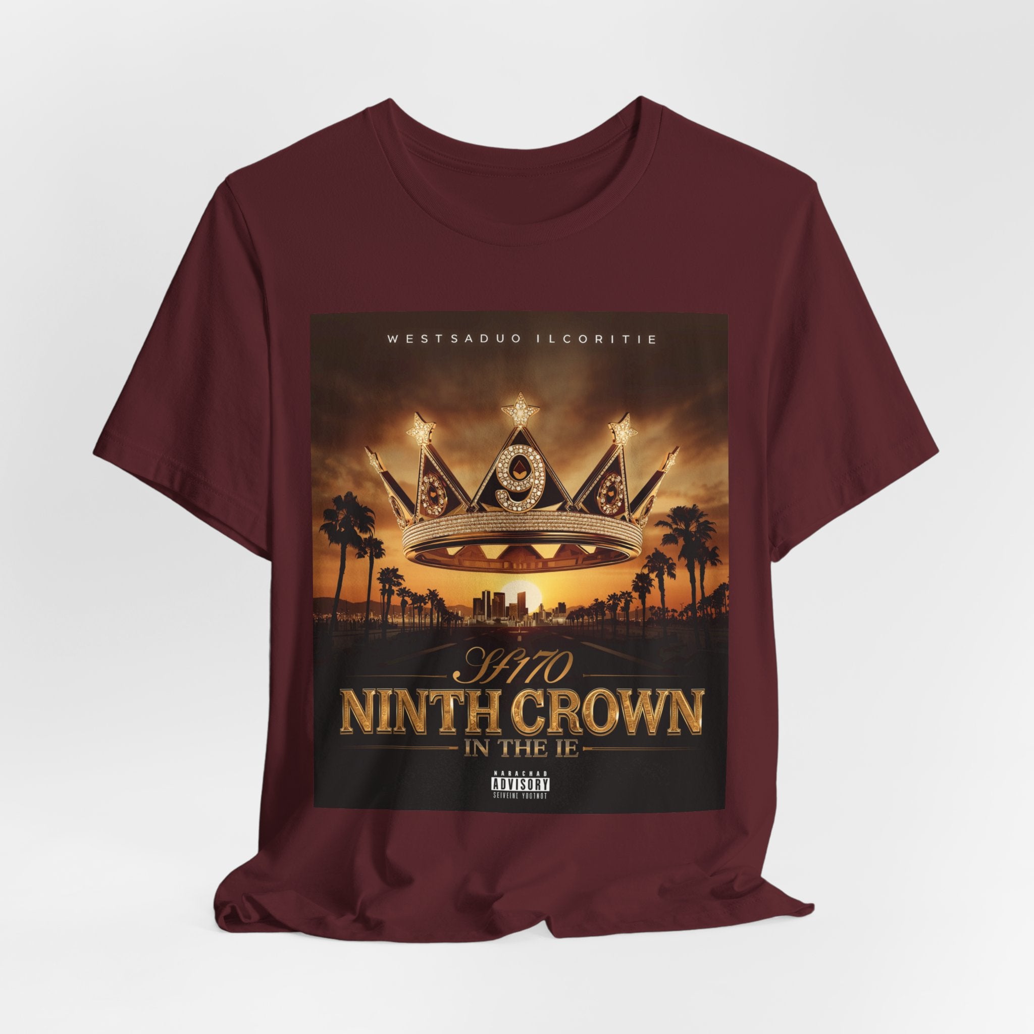 Ninth Crown Graphic Tee — Vintage Royalty Palm-Tree Album Art T-Shirt