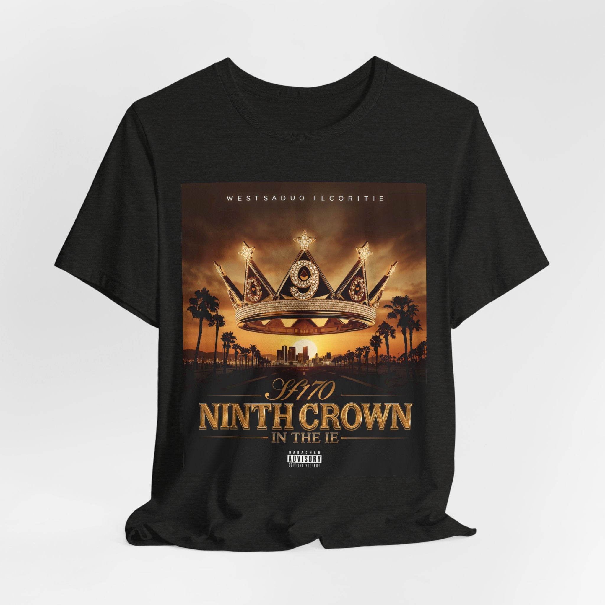 Ninth Crown Graphic Tee — Vintage Royalty Palm-Tree Album Art T-Shirt