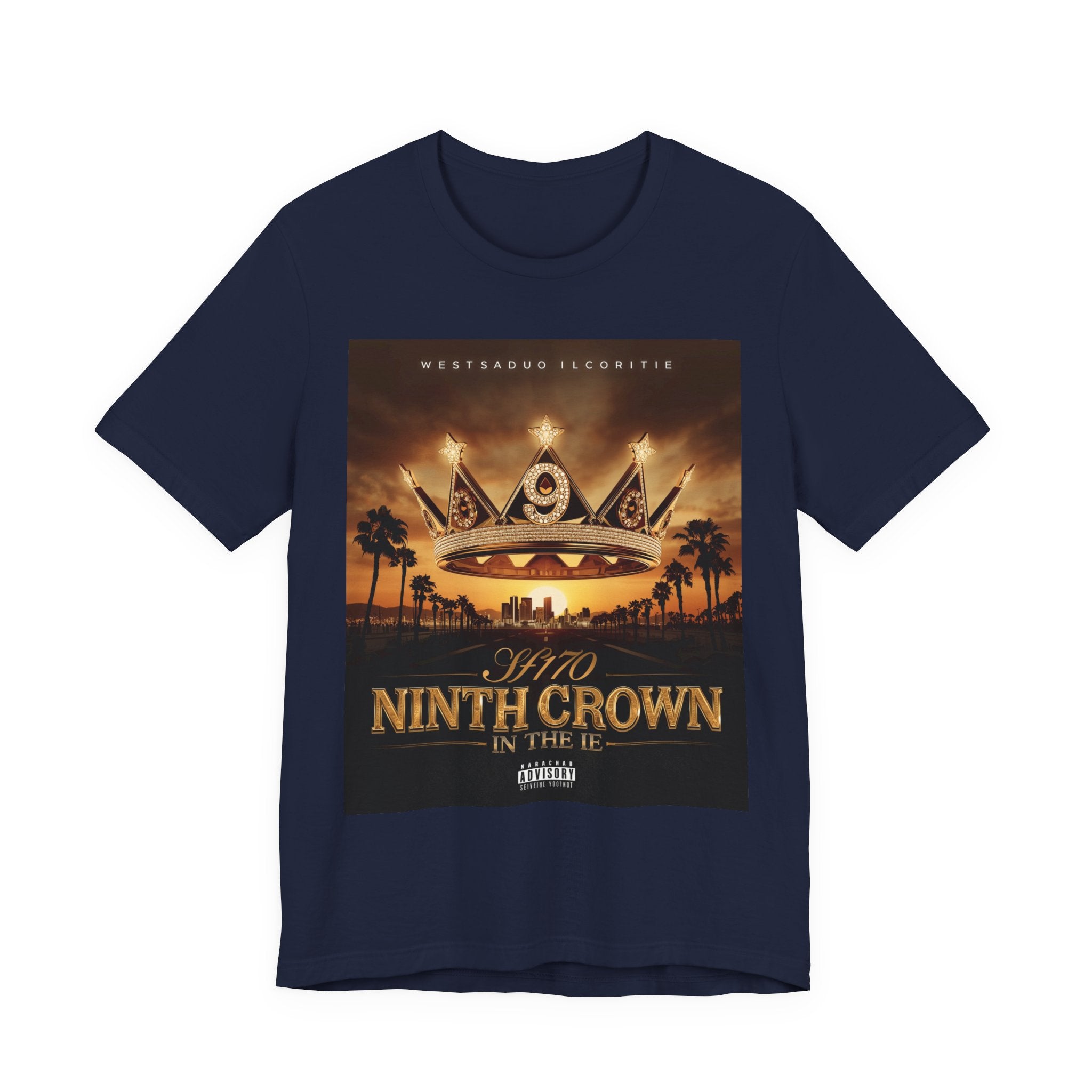 Ninth Crown Graphic Tee — Vintage Royalty Palm-Tree Album Art T-Shirt