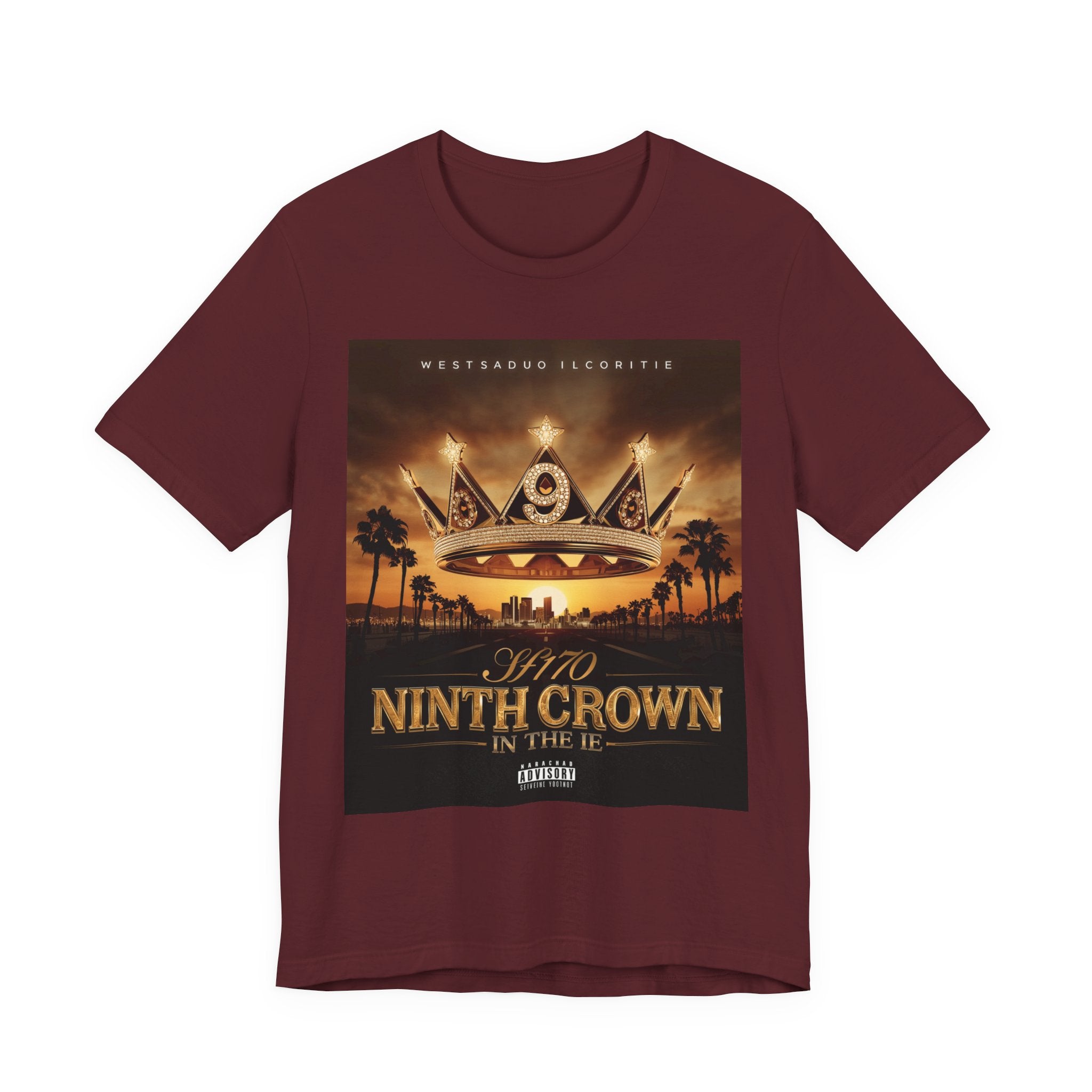Ninth Crown Graphic Tee — Vintage Royalty Palm-Tree Album Art T-Shirt