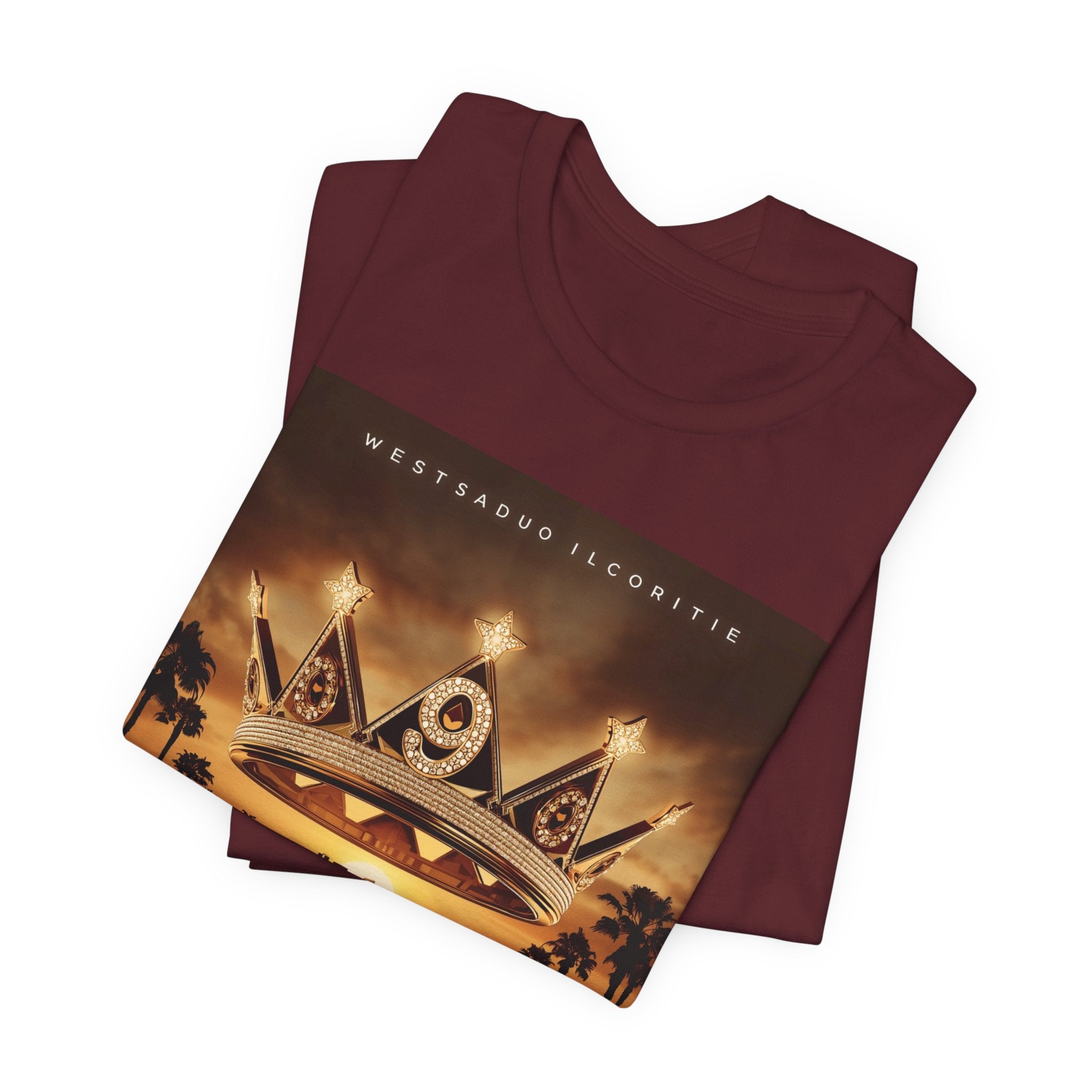 Ninth Crown Graphic Tee — Vintage Royalty Palm-Tree Album Art T-Shirt