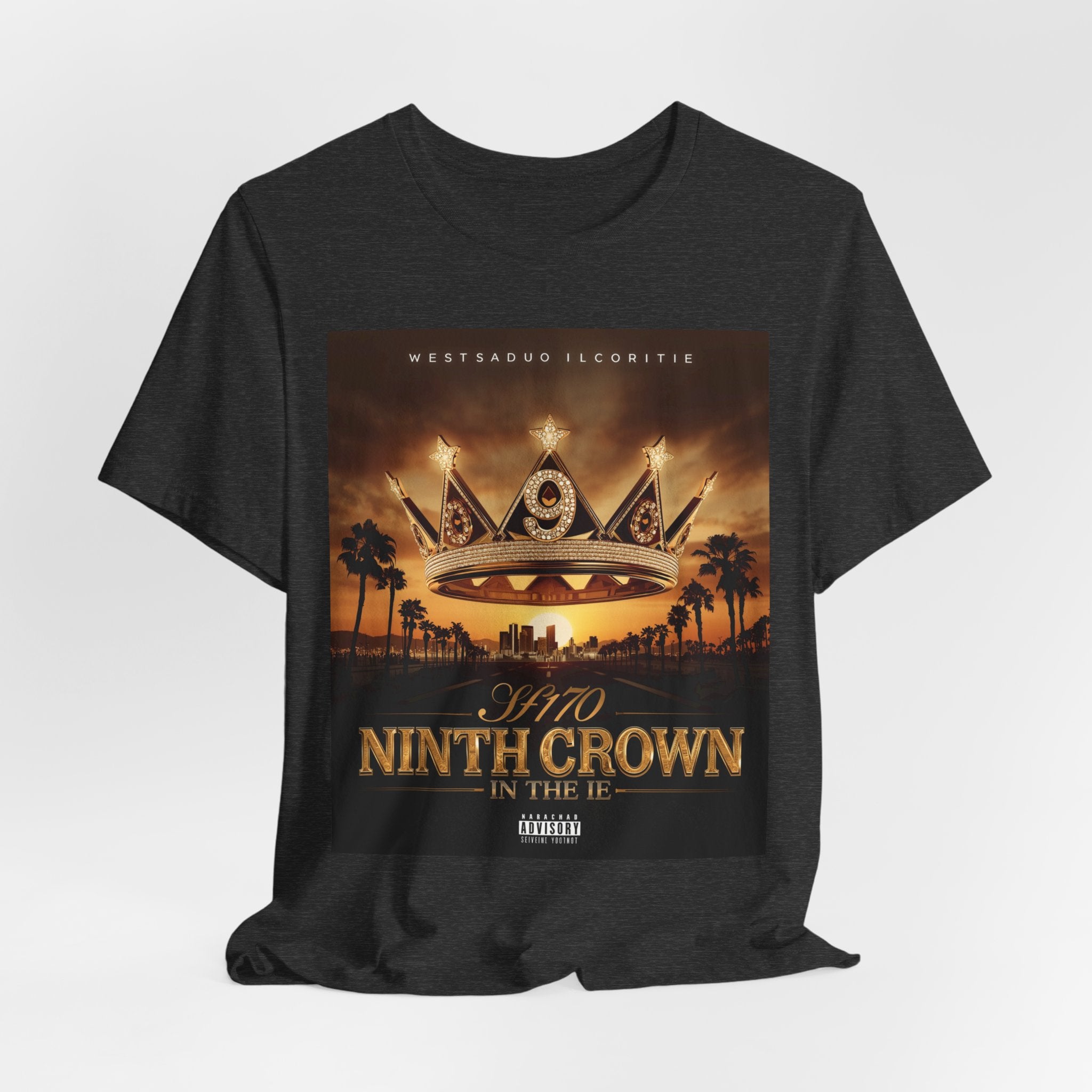Ninth Crown Graphic Tee — Vintage Royalty Palm-Tree Album Art T-Shirt