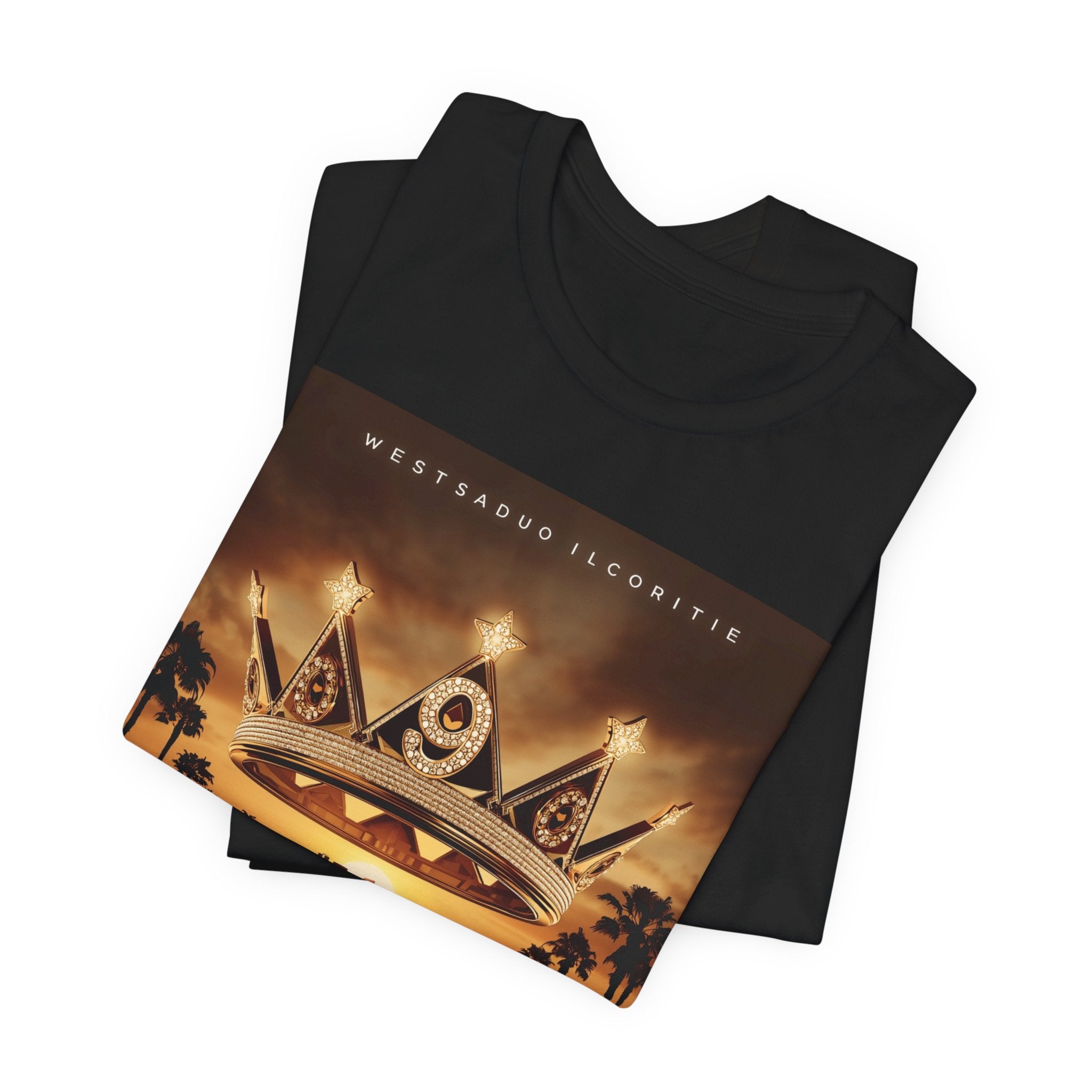 Ninth Crown Graphic Tee — Vintage Royalty Palm-Tree Album Art T-Shirt