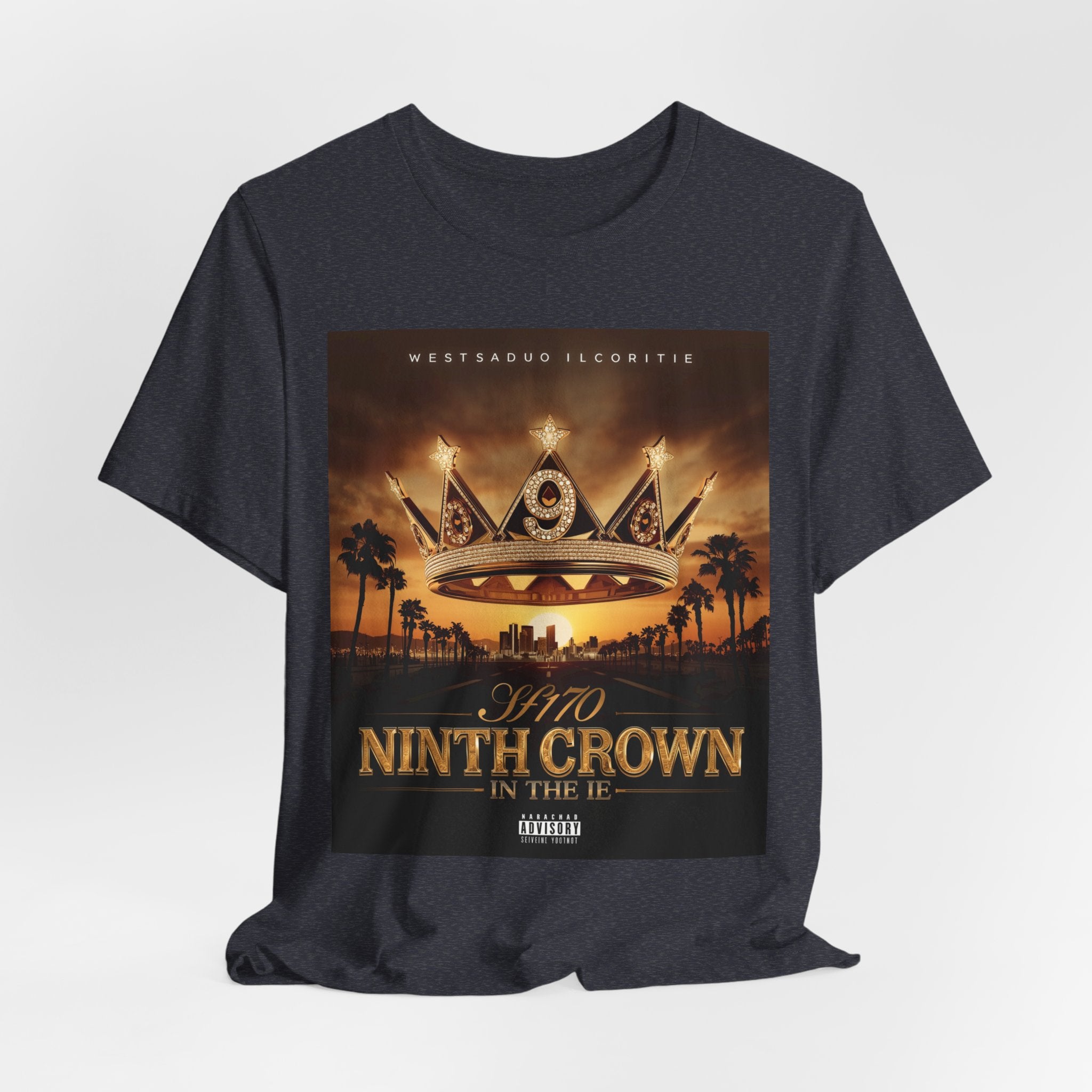 Ninth Crown Graphic Tee — Vintage Royalty Palm-Tree Album Art T-Shirt