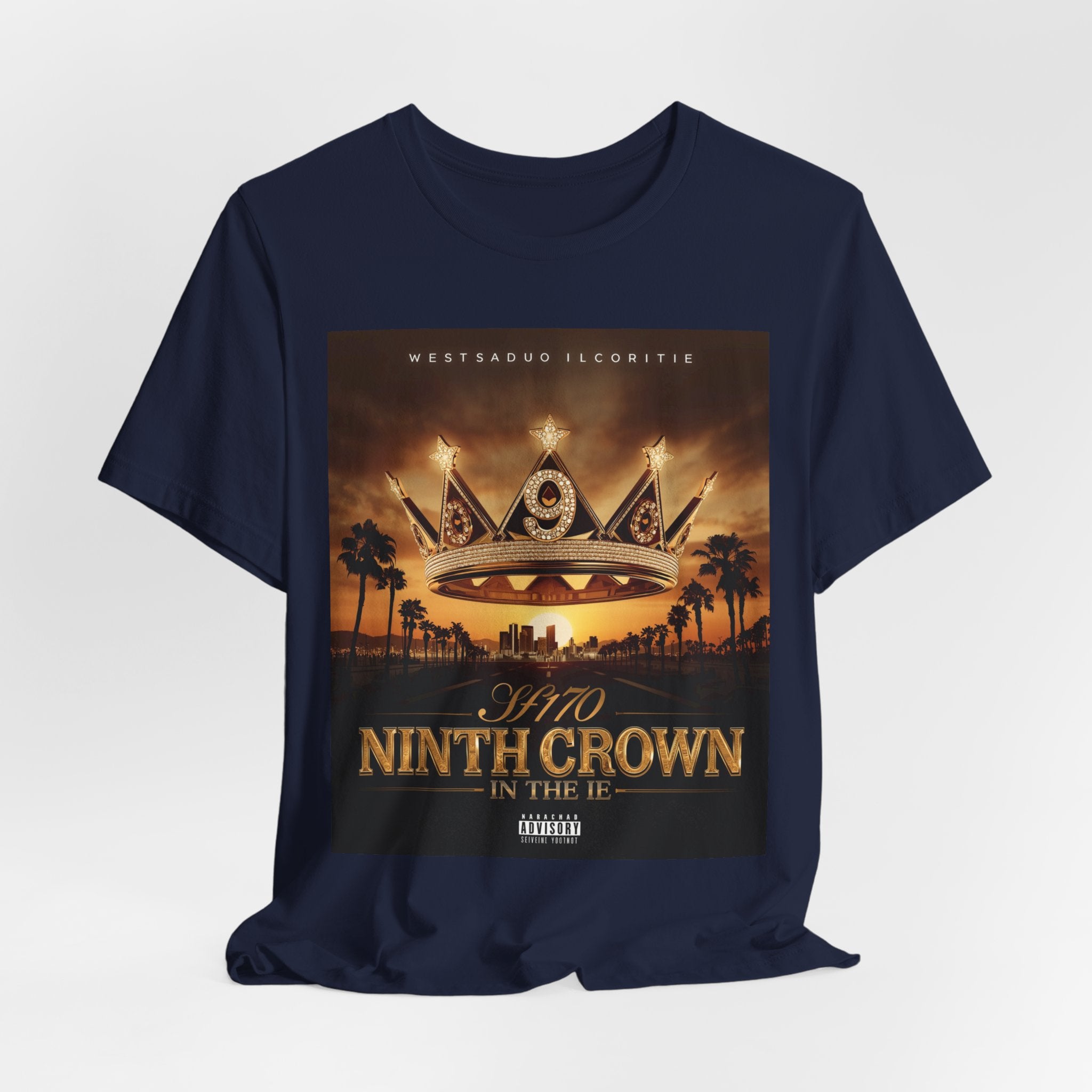 Ninth Crown Graphic Tee — Vintage Royalty Palm-Tree Album Art T-Shirt