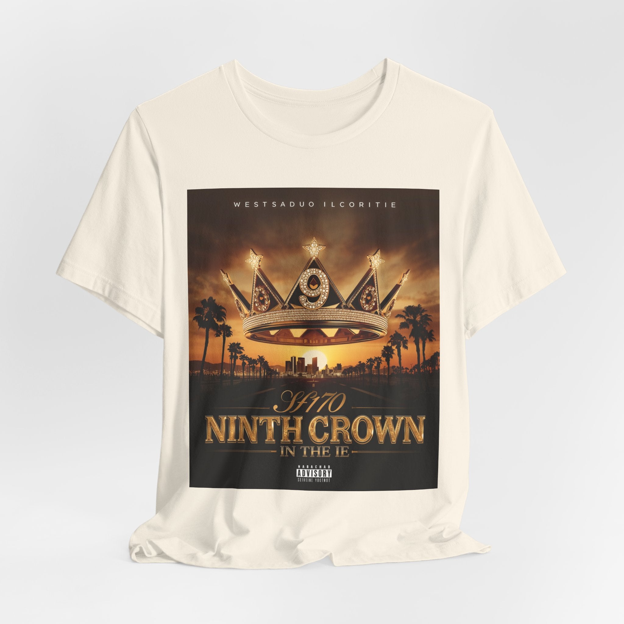 Ninth Crown Graphic Tee — Vintage Royalty Palm-Tree Album Art T-Shirt